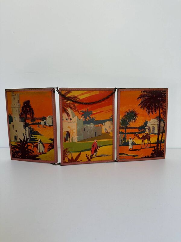 Miroir triptyque de barbier orientaliste, 1920