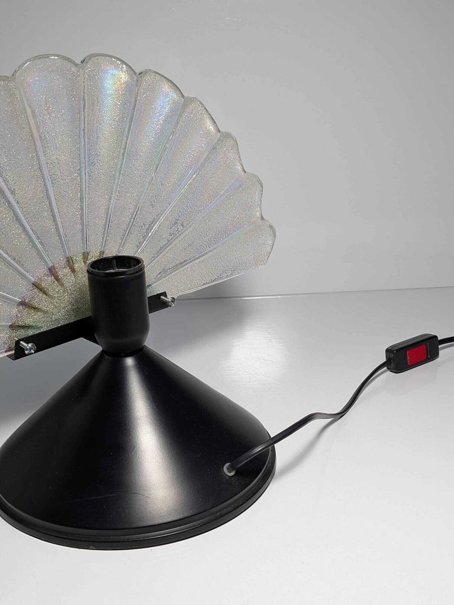 Vintage Murano table lamp 80s art deco iridescent fan