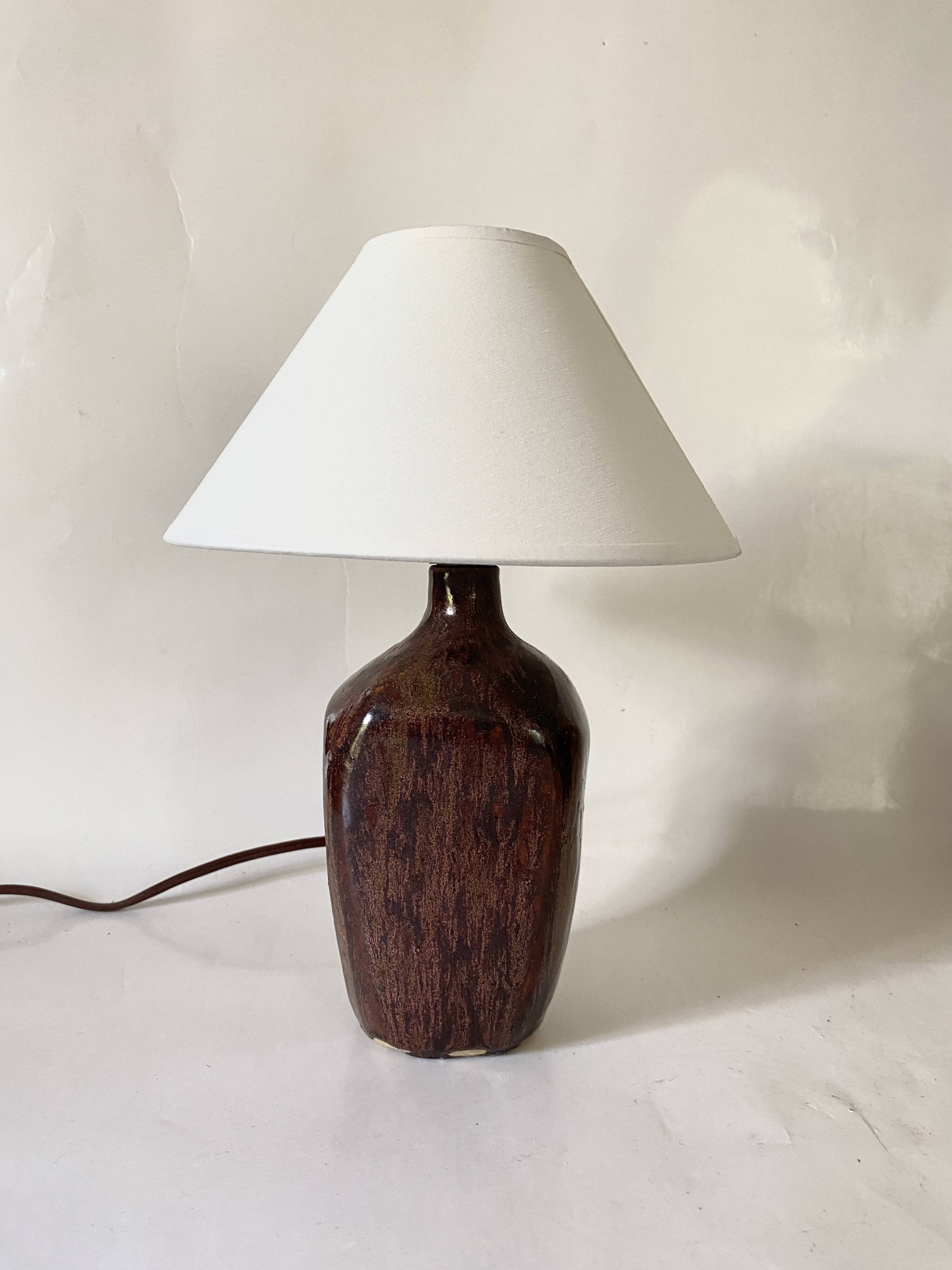 Ceramic lamp, fabric cable, cotton lampshade