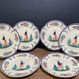 Six earthenware plates signed HB Quimper