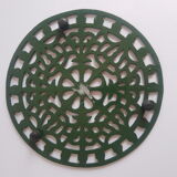 Vintage green cast iron trivet