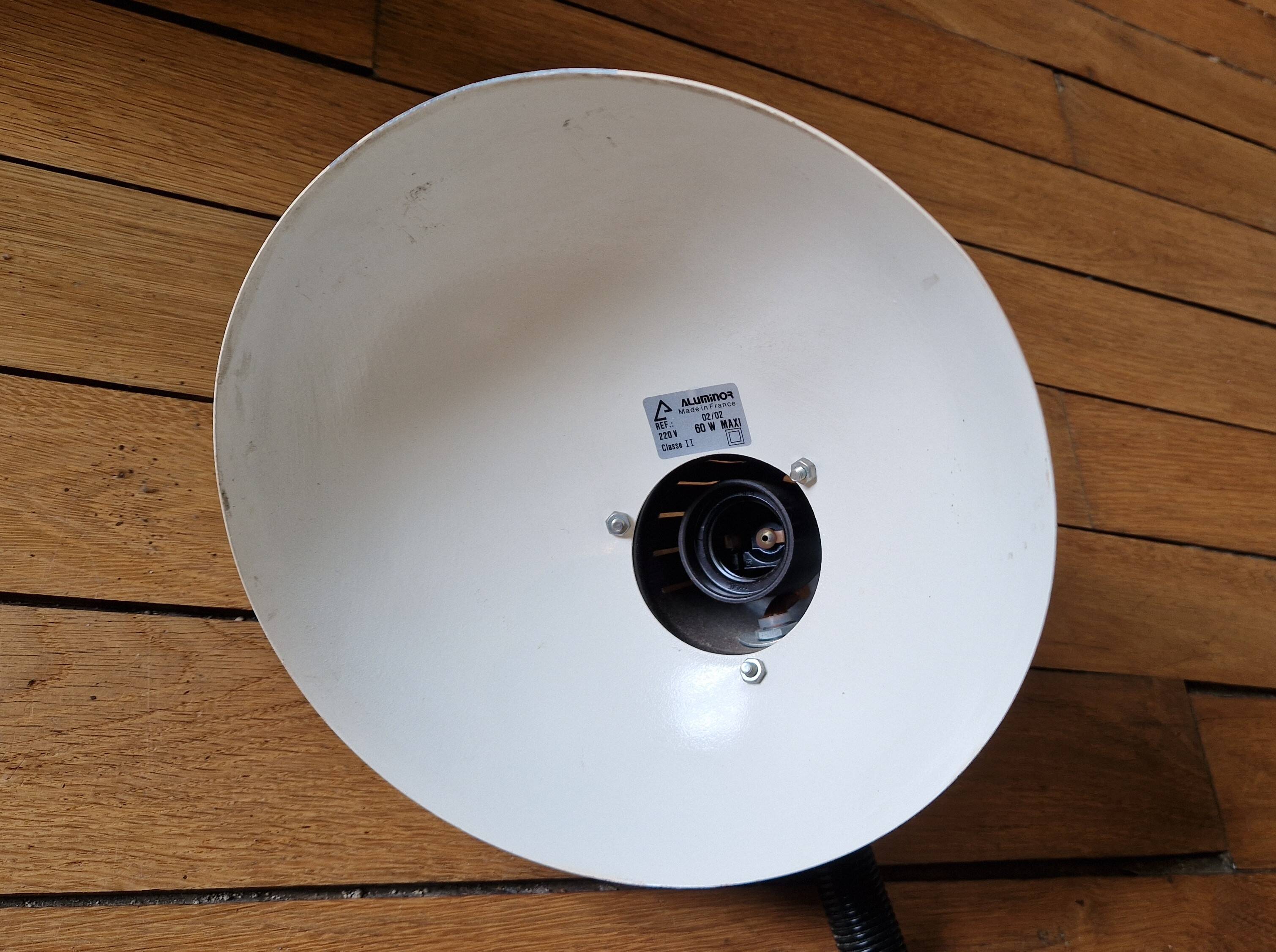 ALUMINOR white metal desk saucer lamp circa 1970