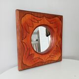 Vintage mirror in carved solid wood, 35 cm