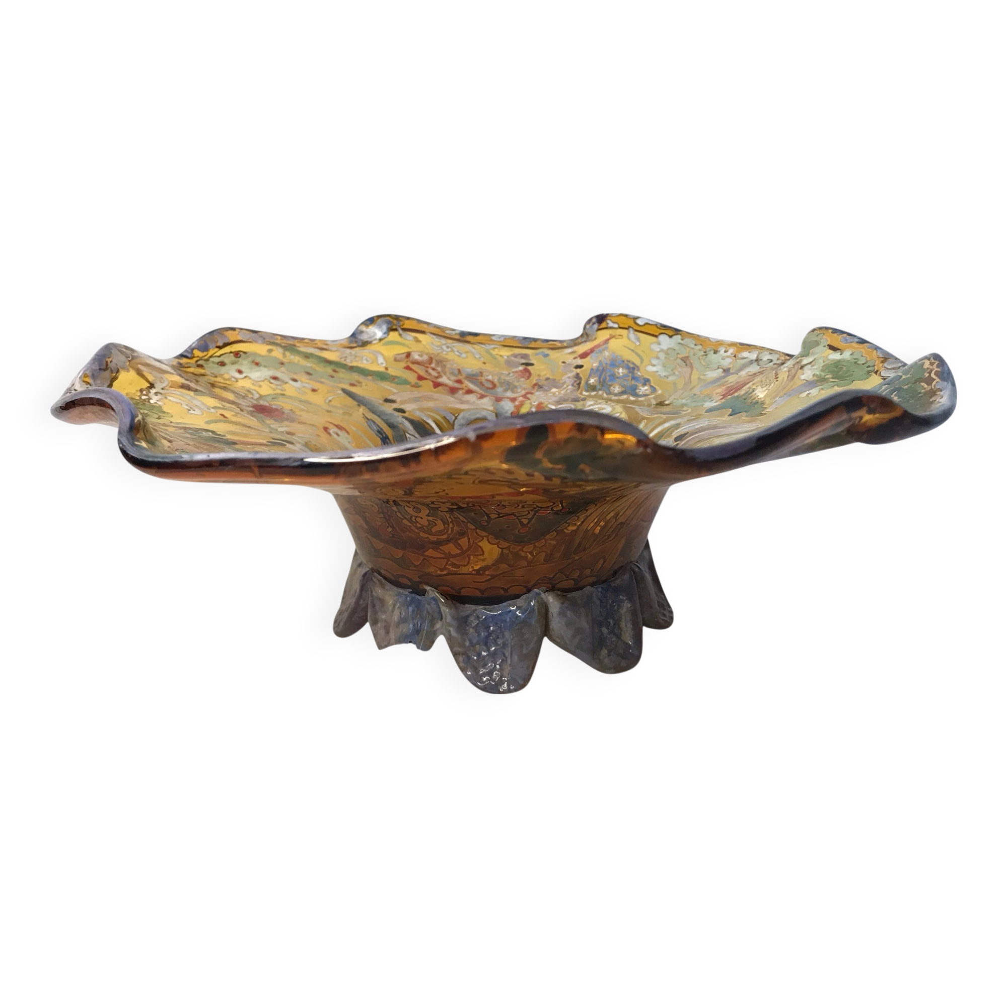 Royo Cortes, enameled glass cup with medieval decoration circa 1900