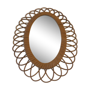 miroir en rotin vintage