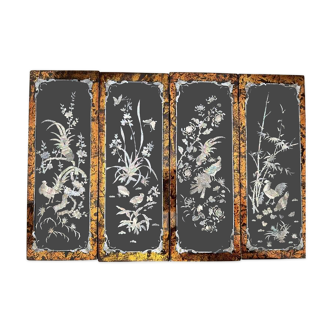 Chinese lacquer and mother-of-pearl panels 4 season