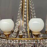 Empire style chandelier. Solid crystal, bronze.