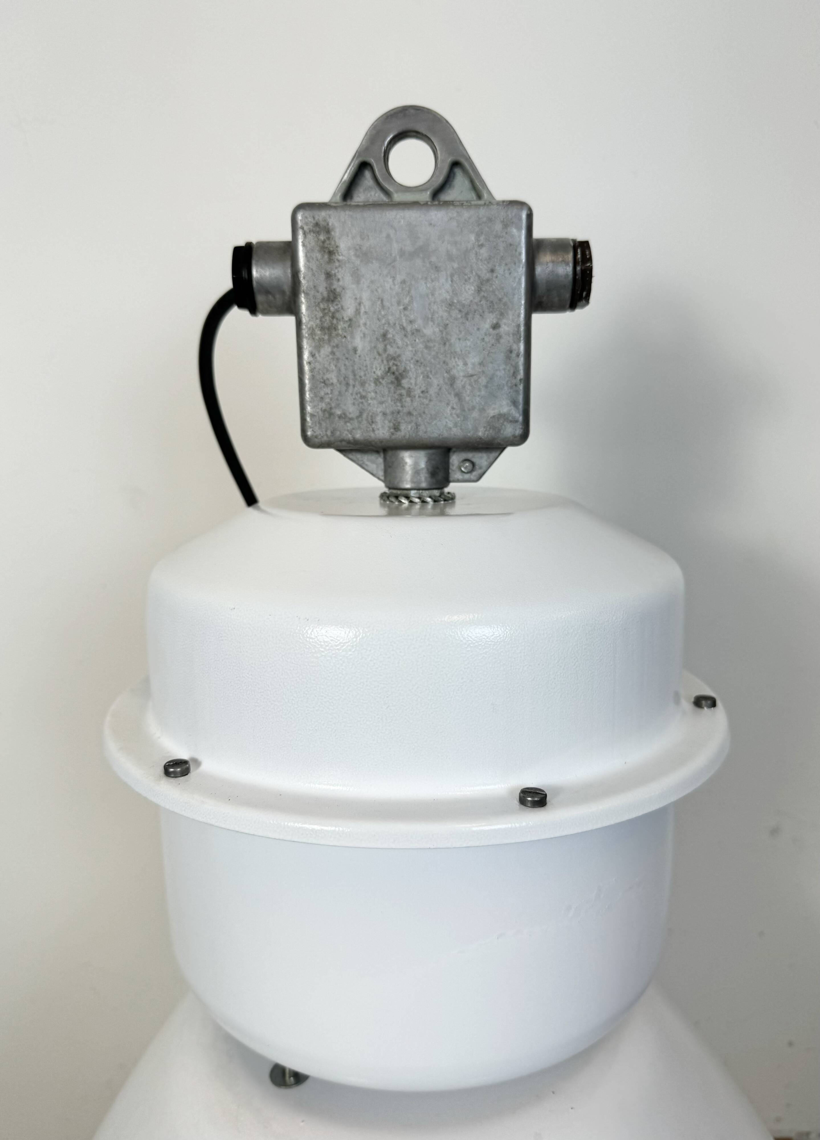 Large White Enamel Industrial Factory Lamp from Elektrosvit, 1990s
