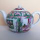 Canton porcelain tea service with 6 cups and teapot.