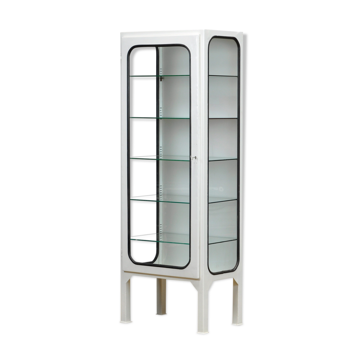 Vintage Medical Cabinet With Five Glass Shelves, 1970s