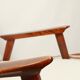 Vintage light gray armchair dark wood Scandinavian design 1970