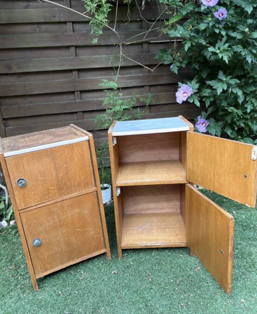 2 beautiful vintage wooden bedside tables