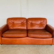 Vintage Danish mid-century cognac leather 2-seater sofa by Sigurd Resell