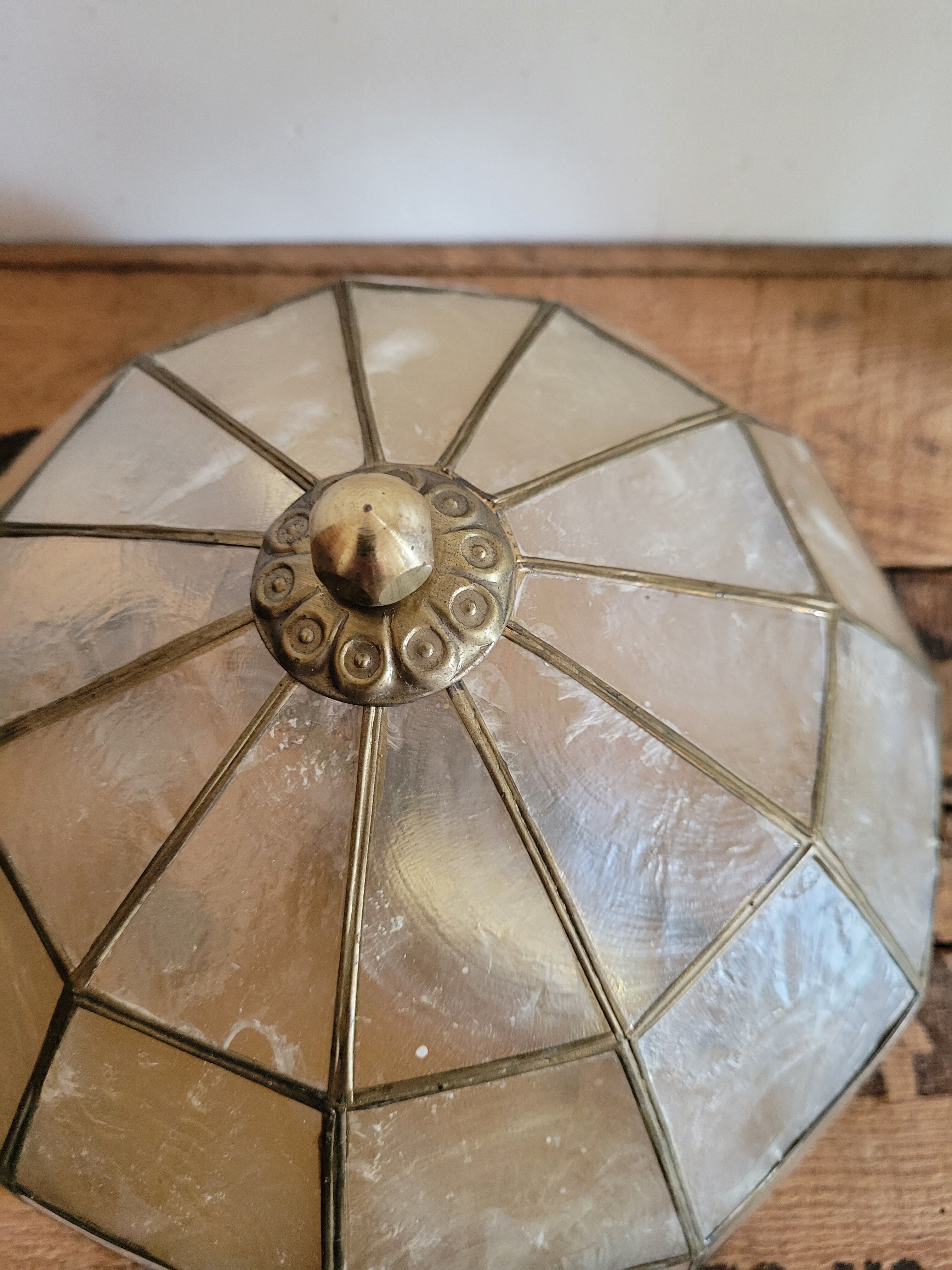 Mother-of-pearl and brass ceiling light