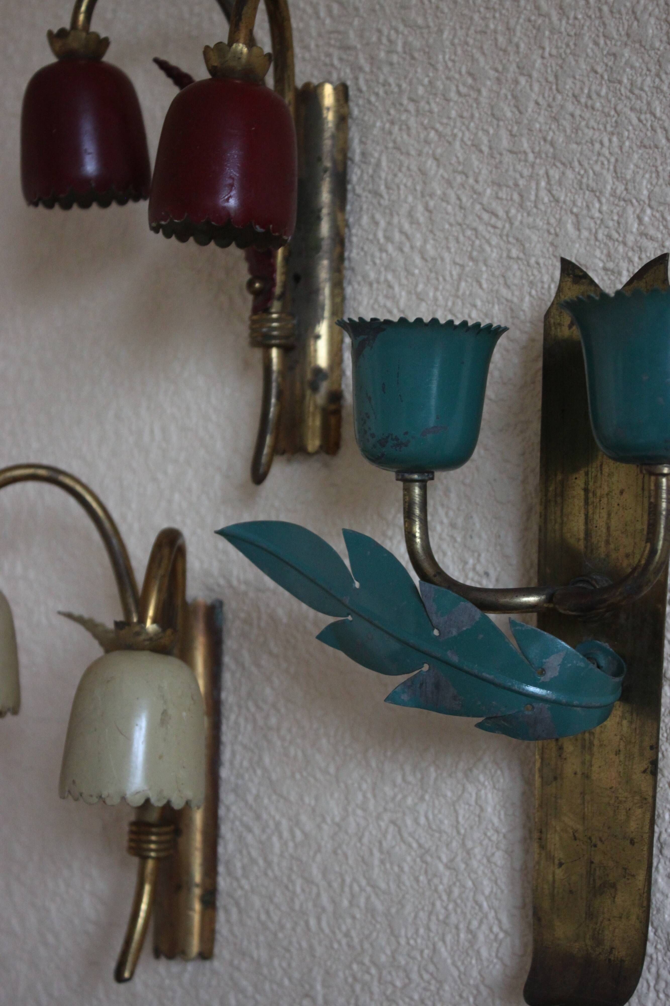 3 wall lamp, lily of the valley, from the 40s, vintage