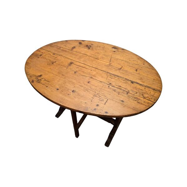 Table vigneron ovale française antique, début des années 1800.