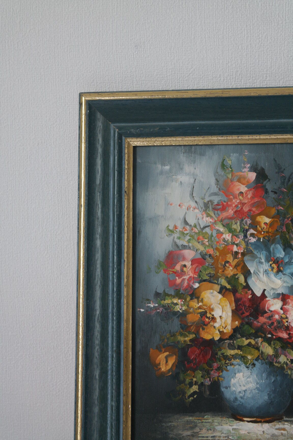 Painting bouquet of flowers oil on canvas