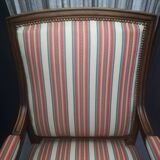 Pair of Louis XVI style walnut armchairs