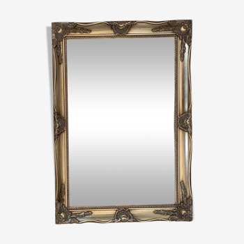 Miroir vintage cadre doré, glace biseautée - 70x50cm