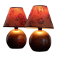 Paire de lampes boules en bois vintage