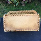 Vintage trunk bench braided rattan