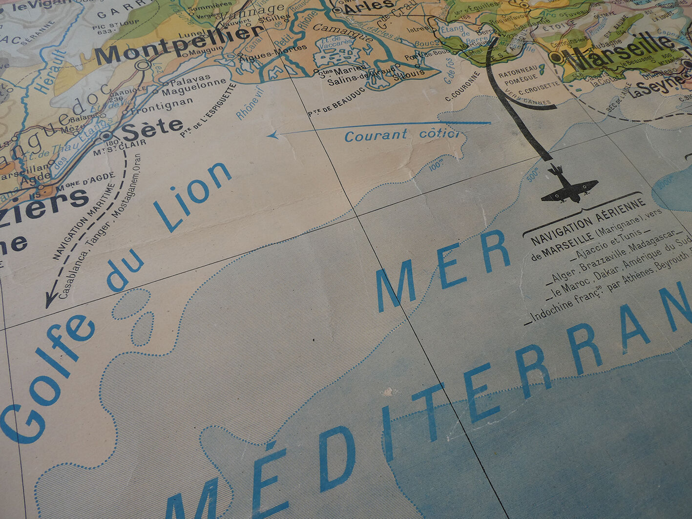 Ancient school map "Midi Mediterranean and Corsica" - Paul Kaeppelin