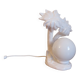 Lampe " palmier " en céramique blanche et boule opaline blanche des années 70 80