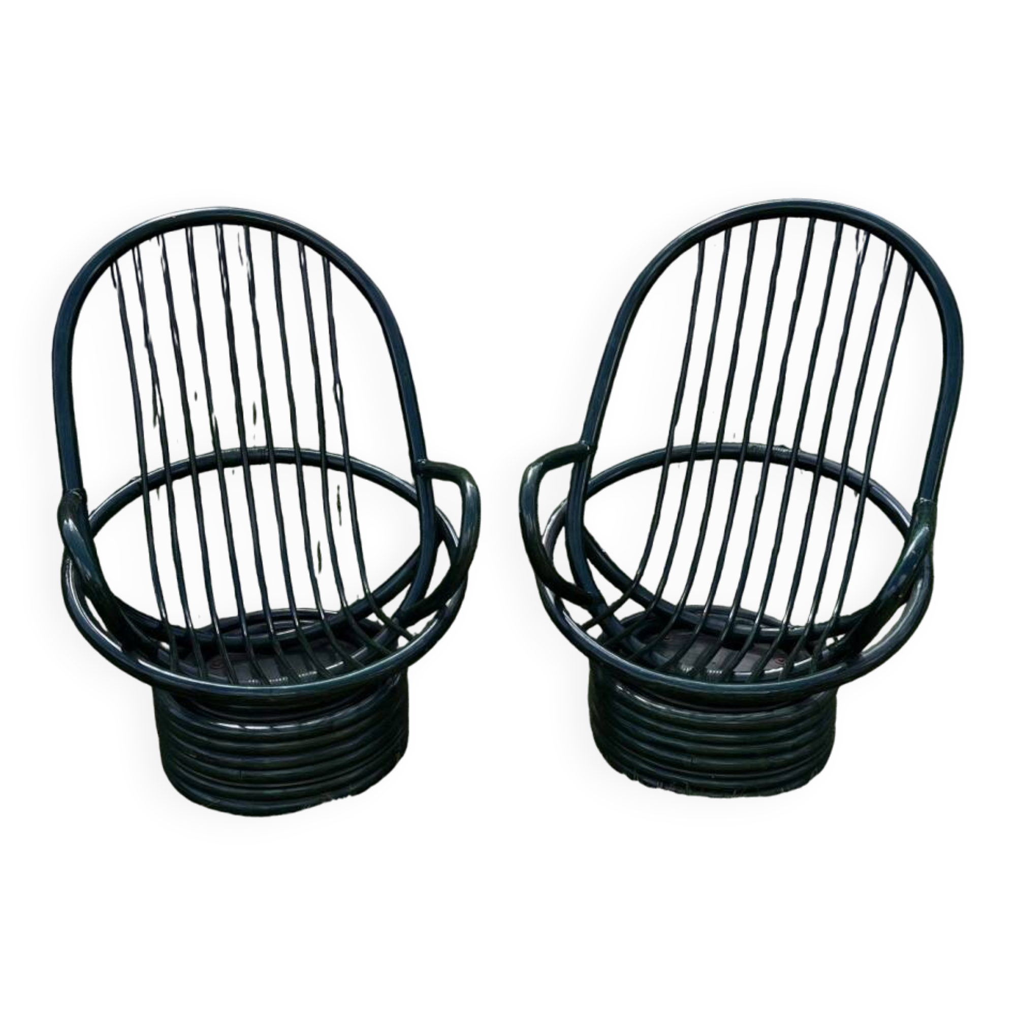 Pair of rattan armchairs