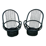 Pair of rattan armchairs