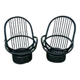 Paire de fauteuils rotin