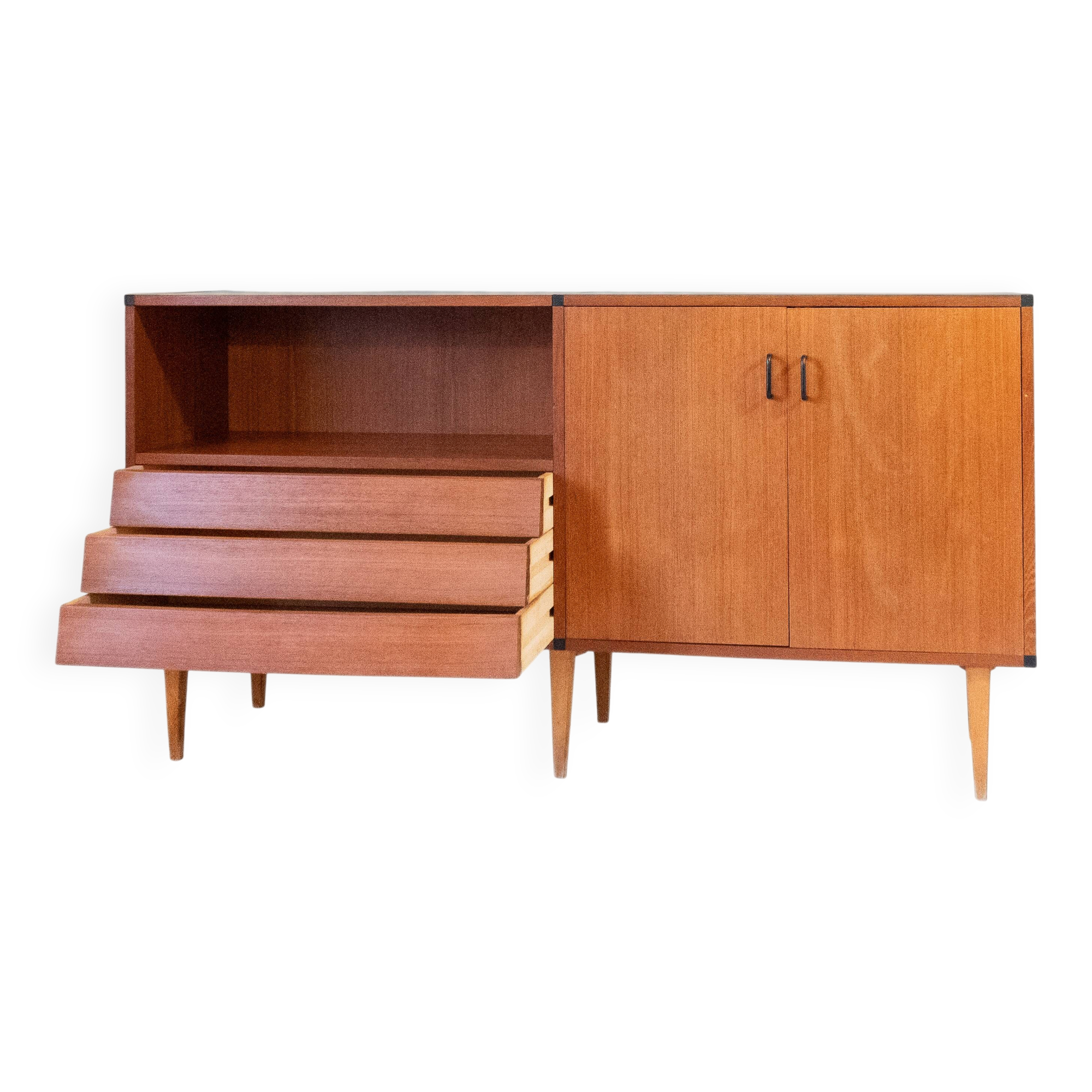 1960s Vintage Teak Sideboard with Drawers in Scandinavian Style