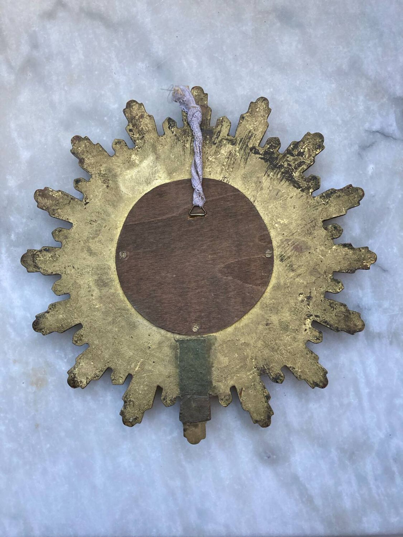 Miroir soleil sorcière convexe vintage doré 60s
