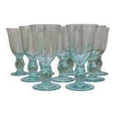 Service of 9 large blown glass stemmed glasses