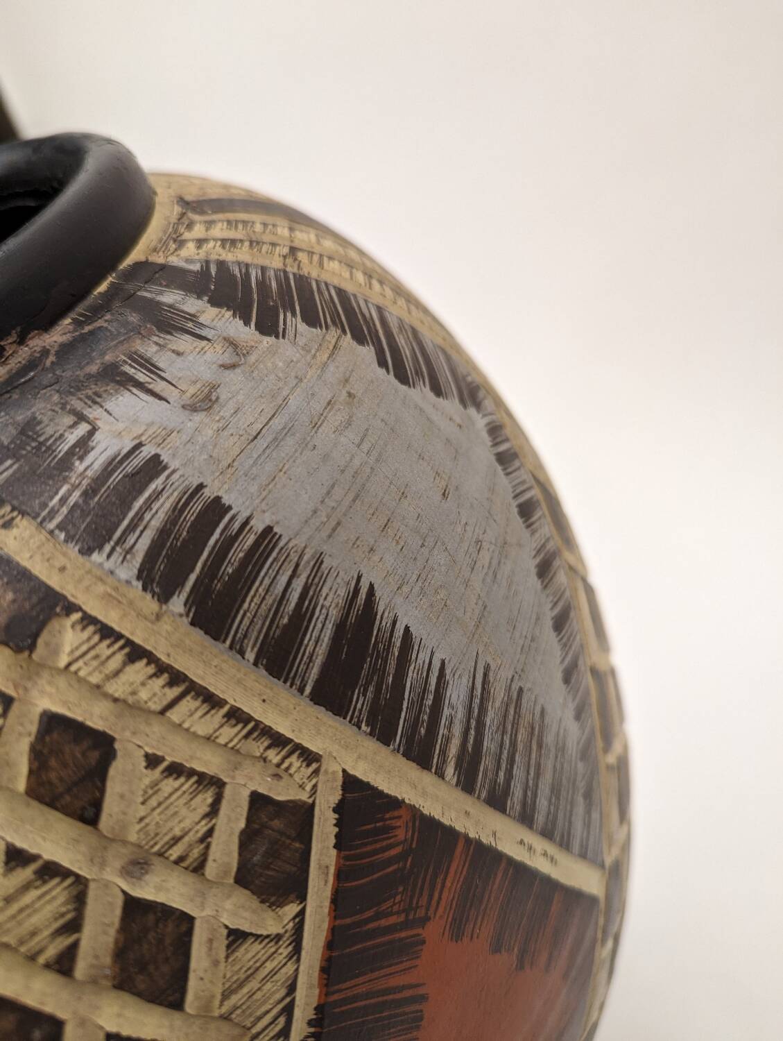 Large vintage ceramic vase abstract decor