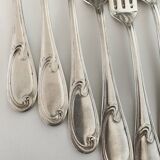 Nine large Ercuis silver-plated forks