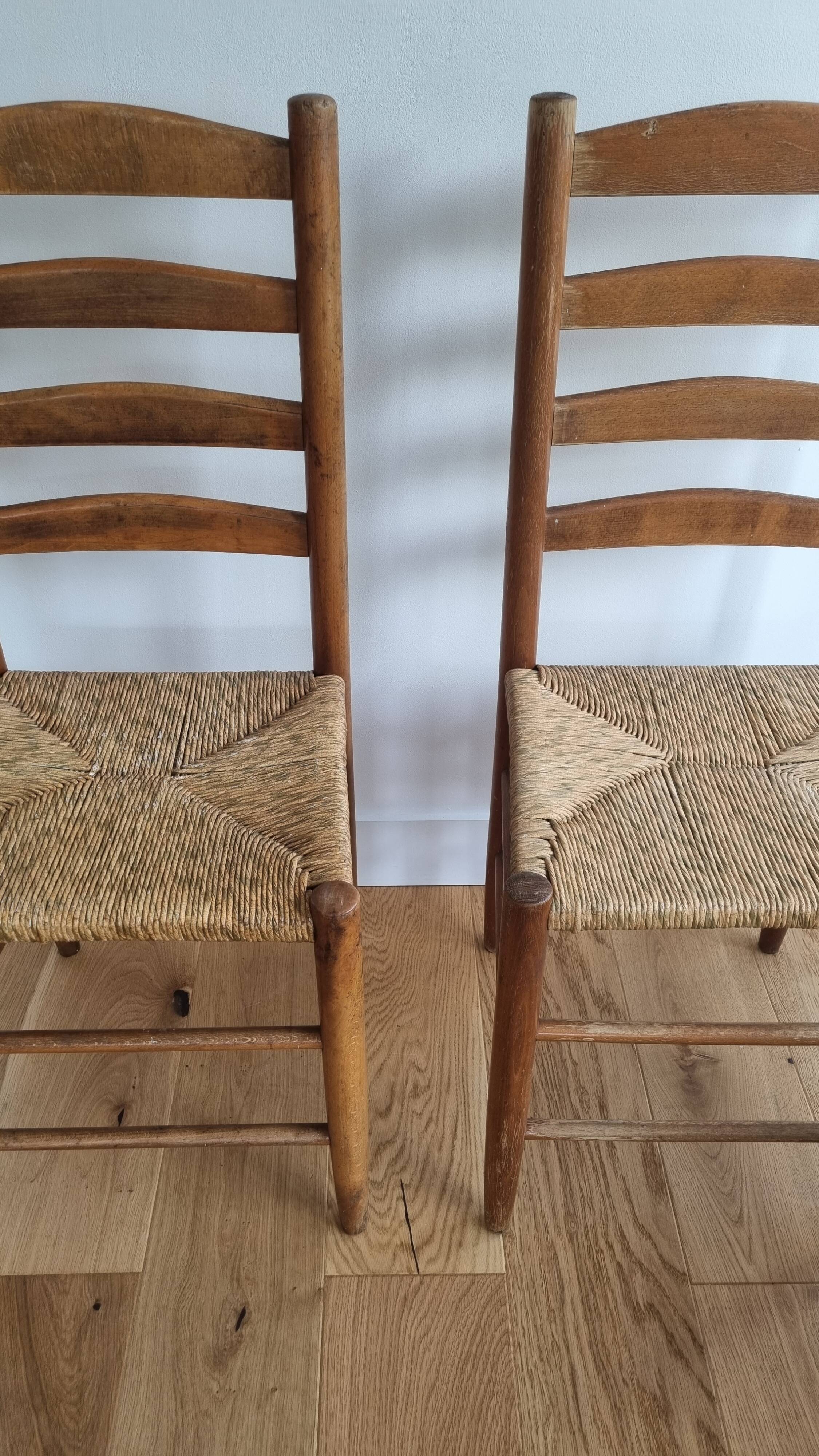 pair of vintage straw chairs