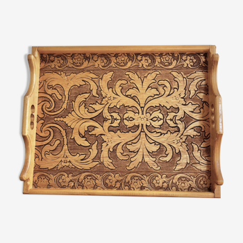 Engraved wooden tray