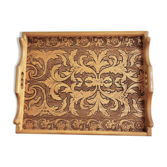 Engraved wooden tray