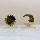 Vintage bookends sun and moon lucite and brass, 1970s