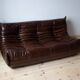 Togo 3-seater sofa in shiny brown leather