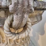 Pair of planter vases decorated with faces in reconstituted stone 1950s