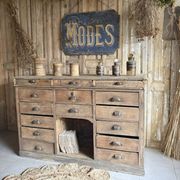 Magnifique Ancien Comptoir De Commerce En Chêne À Nombreux Tiroirs