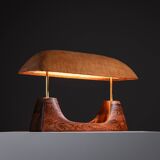 Lampe de bureau de direction rare en bois massif