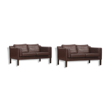 Set of 2 scandinavian leather sofas, 1970ss