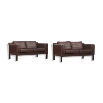 Set of 2 scandinavian leather sofas, 1970ss