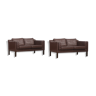 Set of 2 scandinavian leather sofas, 1970ss
