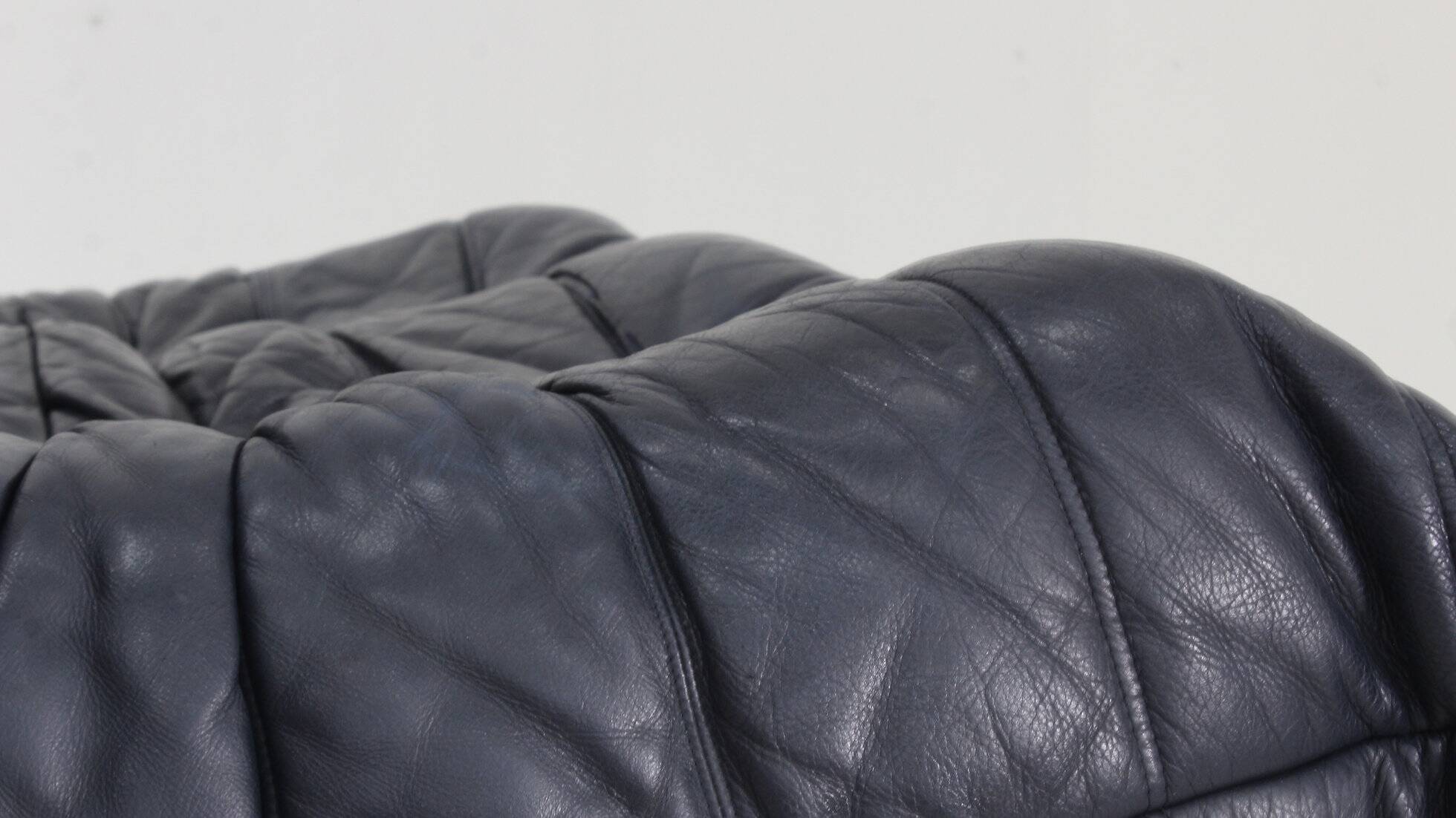 Vintage Togo Ligne Roset 2 seater sofa blue leather by Michel Ducaroy 1990s