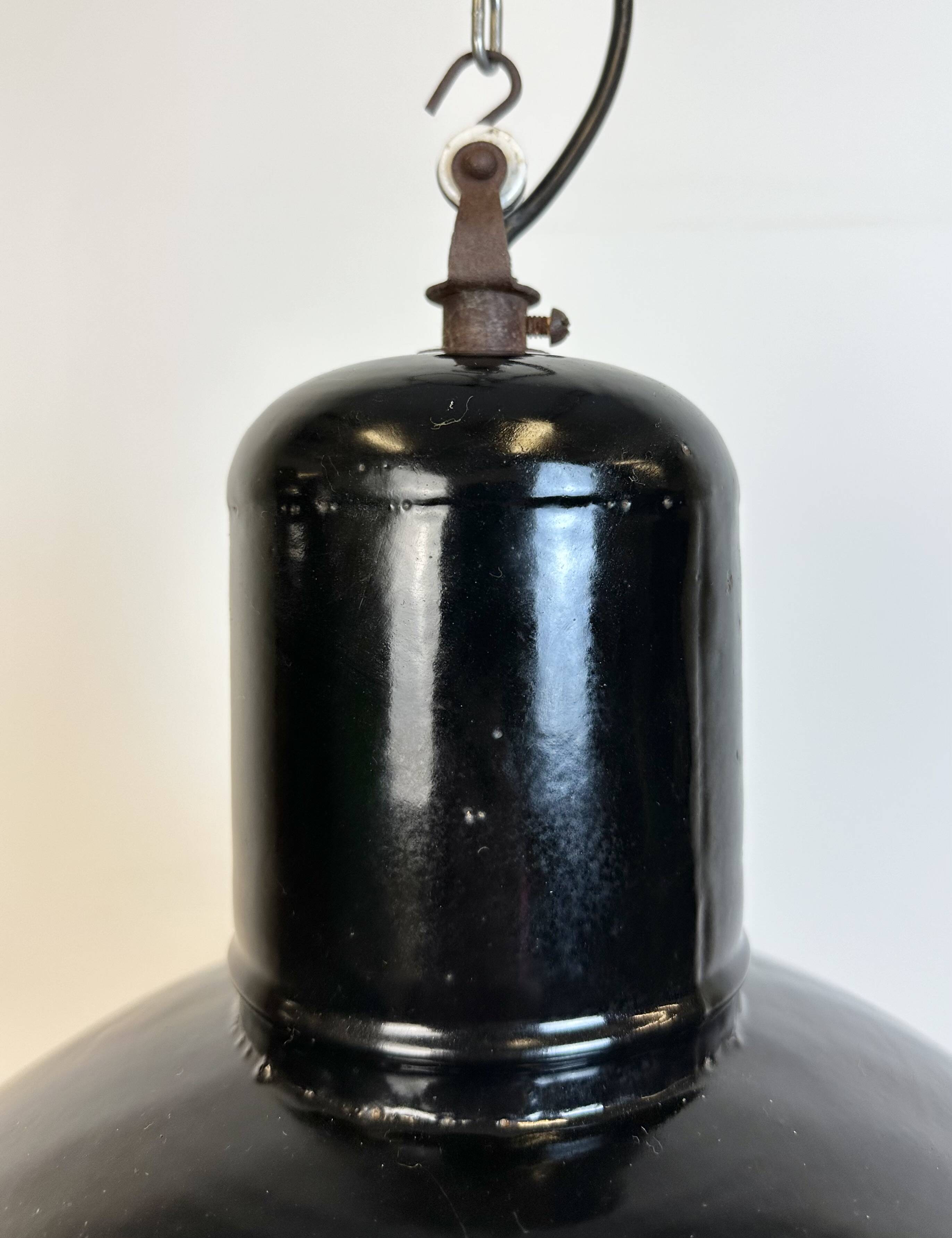 Industrial black enamel factory pendant lamp, 1950s
