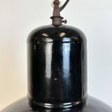 Industrial black enamel factory pendant lamp, 1950s