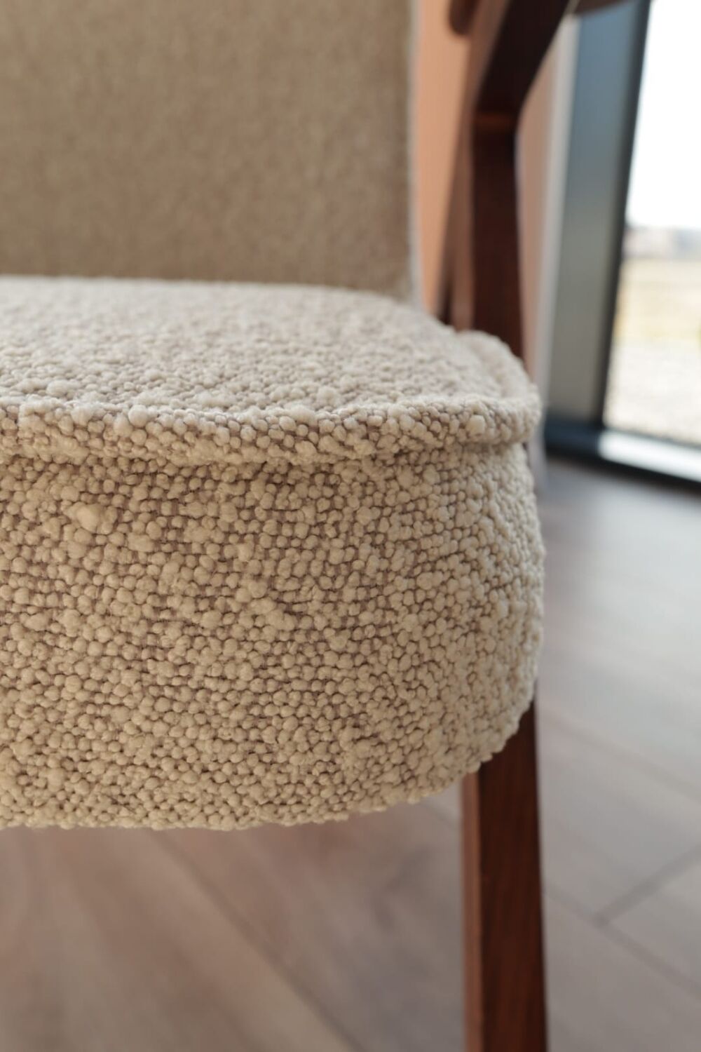 Vintage Lounge Chair Grey White Bouclè, Scandinavian Design